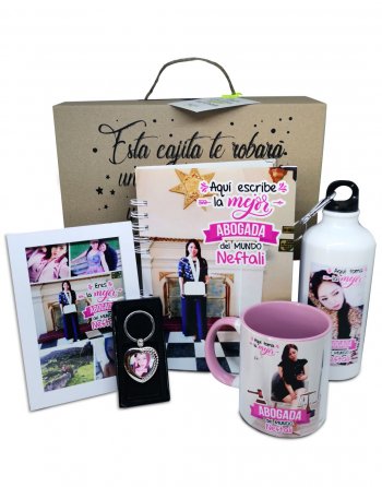 pack regalo personalizado de abogada con fotos y frases