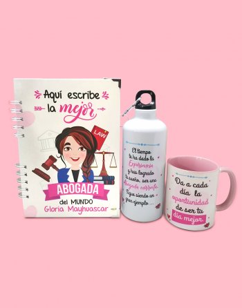 pack regalo abogada personalizada con dibujo