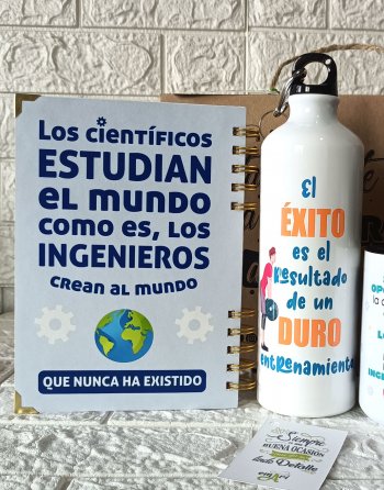 cuaderno y tomatodo de 750 ml personalizado