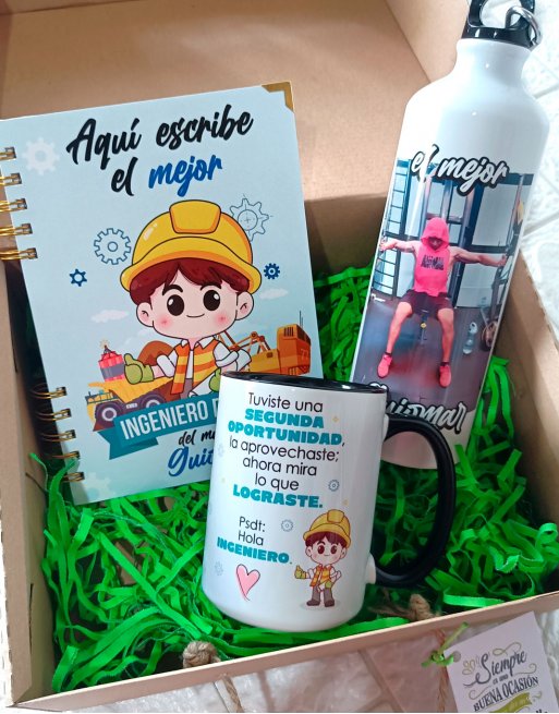 pack personalizado de ingeniero de minas con dibujo, fotos y frases. pack personalizado de ingeniero de minas con dibujo, fotos y frases.