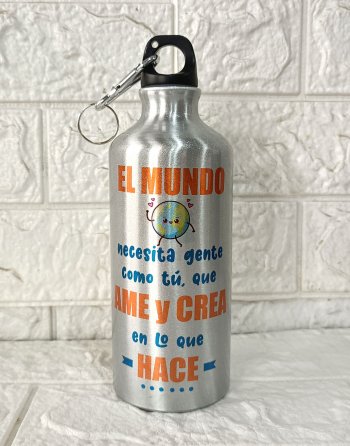 tomatodo de aluminio personalizado con frase motivadora