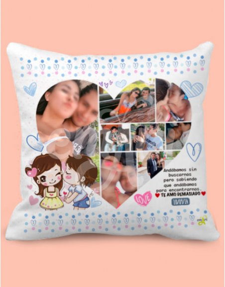 almohada corazón con niños personalizado